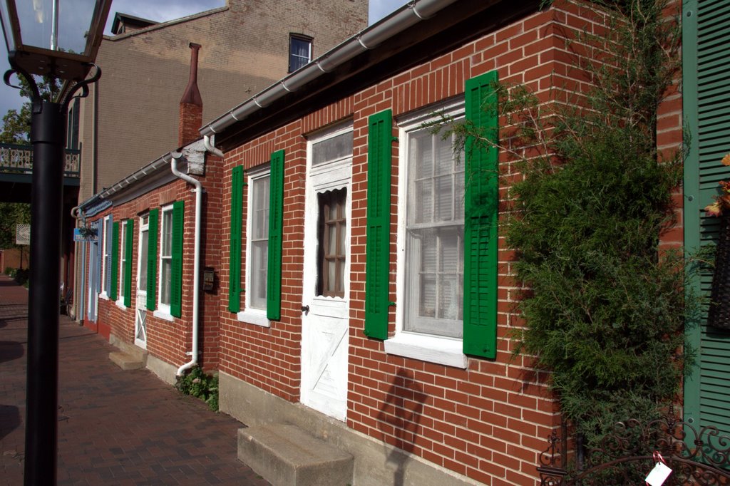 Green shutters on Historic Main Street