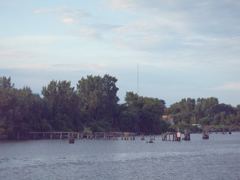 Weathered Dock on the Saginaw River, Bay City, Michigan