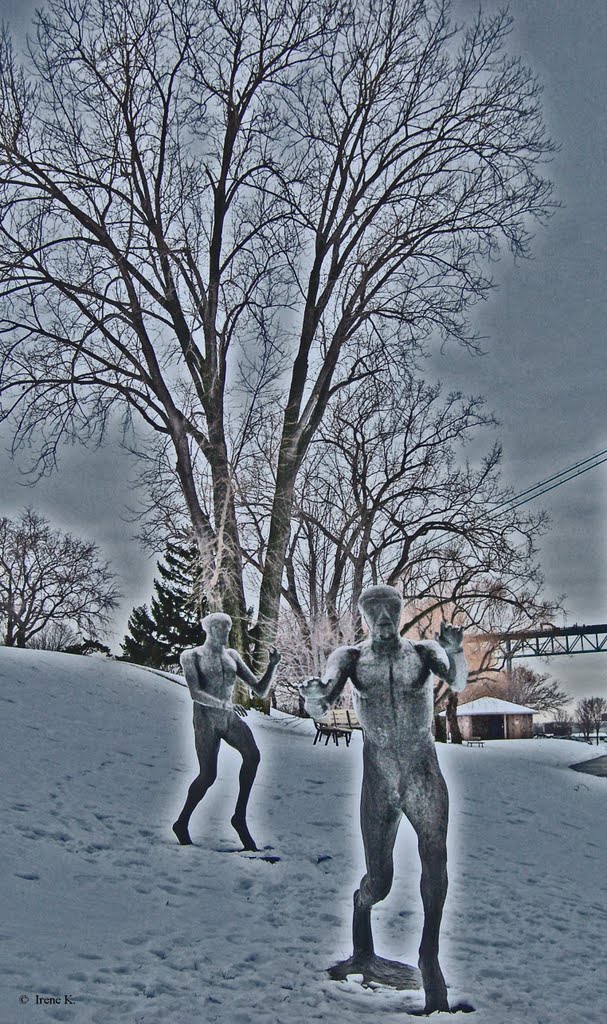 Alien invasion :)  - "Flying Men" by Elisabeth Frink - Odette Sculpture Park, Windsor, ON, Canada