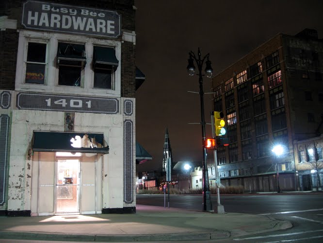 Busy Bee Hardware & St. Joes at night