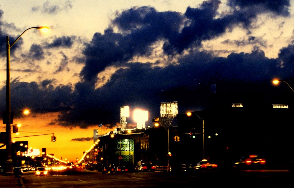 Last night game Tiger Stadium, looking west on Michigan  Av.