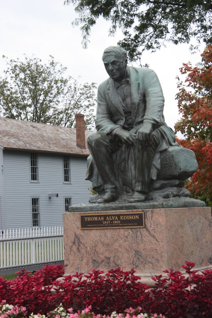 Edison Statue and a replica of his lab. Ford Museum Detroit MI