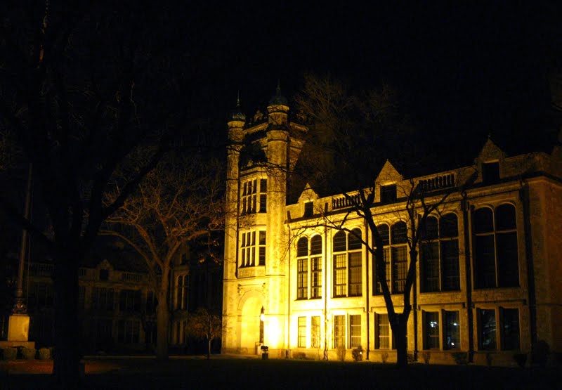 Fordson High School at night