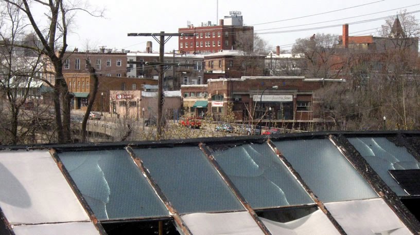 view of downtown from Ypsilanti Iron & Steel roof