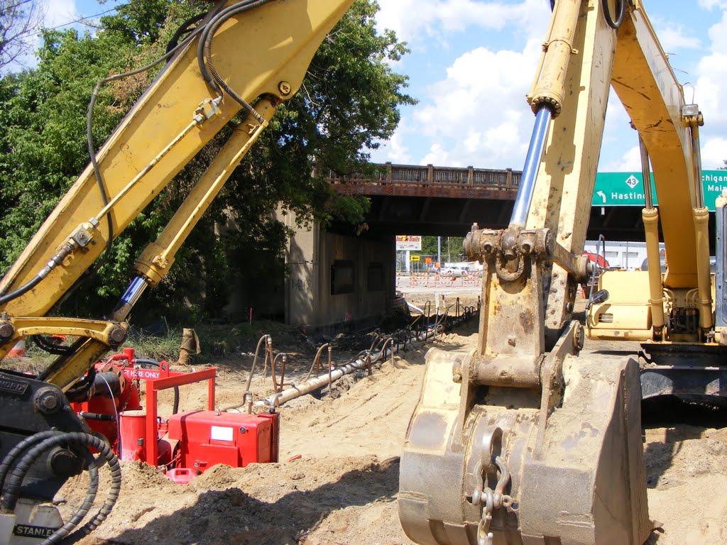 Construction on Railroad Viaduct Underpass on M-43 in Kalamazoo, MI