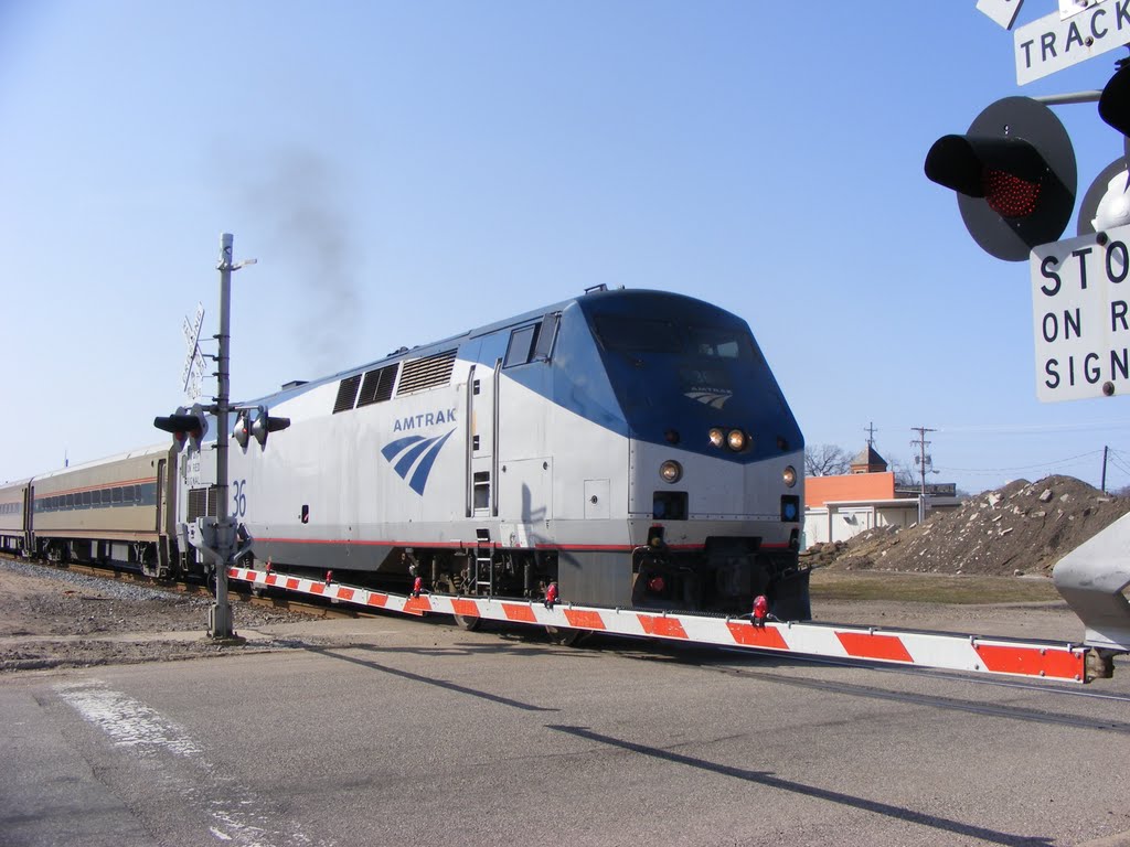 Amtrak train 352 departing from the Kalamazoo, MI station