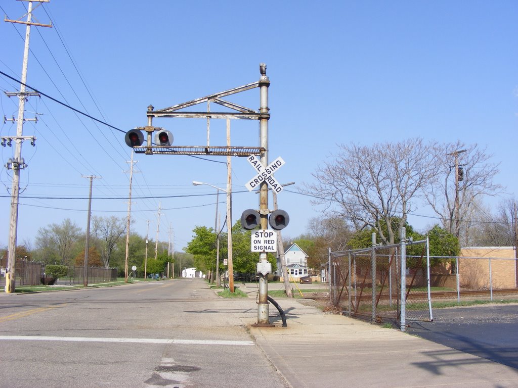 Railroad Crossing Signal at Gibson Street, View to the East