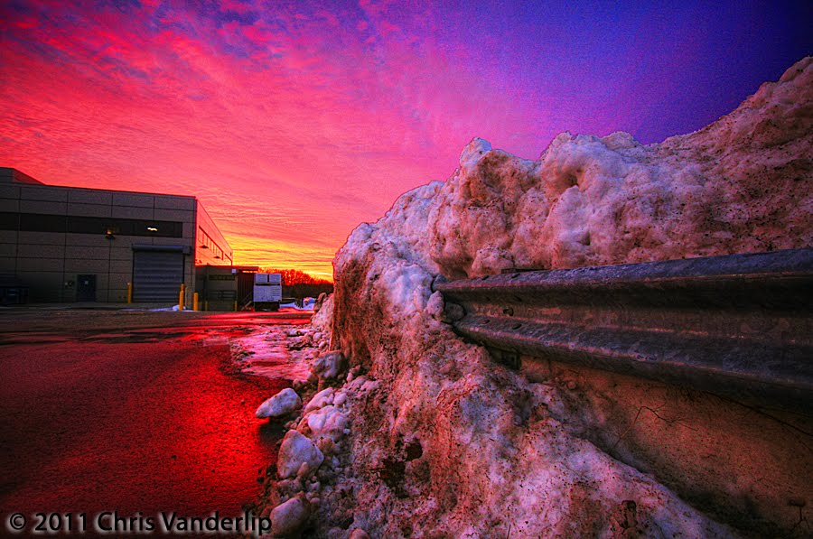 Snowbank and sunset