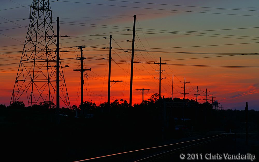Sunset behind the tracks