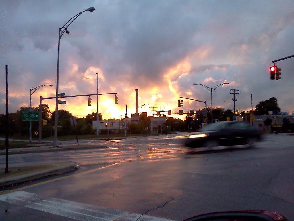 fiery sunset after two days of rain