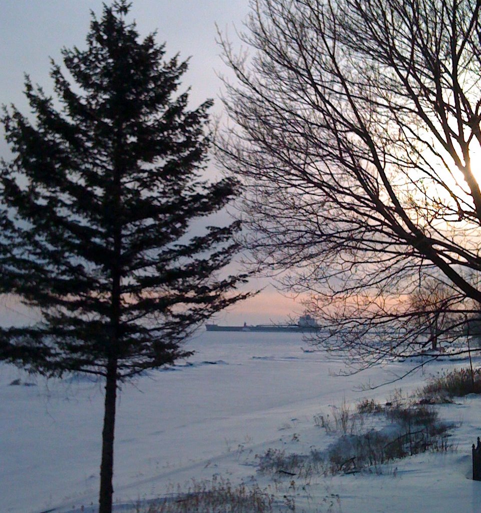 Freighter leaving Menominee River