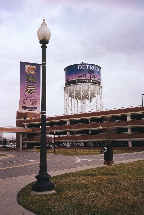 Water tower and parking structure, Detroit Zoo