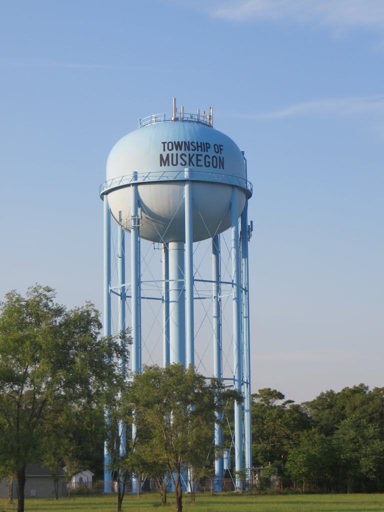 Blue water tower of Muskegon