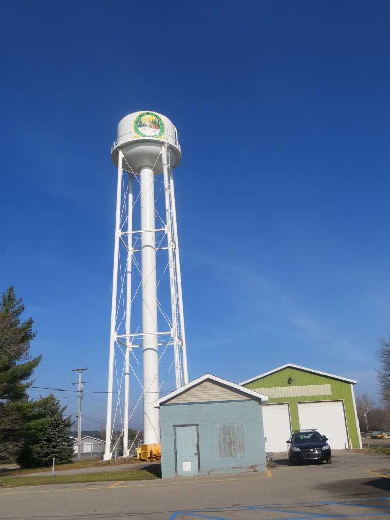 The water tower and police station in Otisville