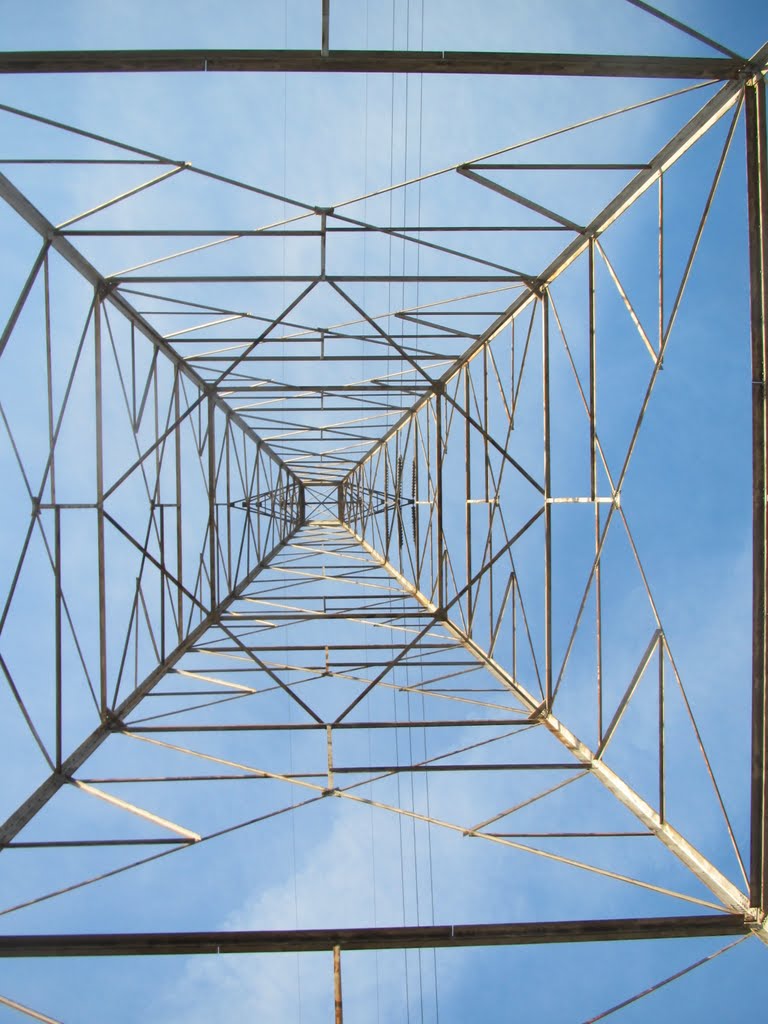 Blue pylon in Detroit
