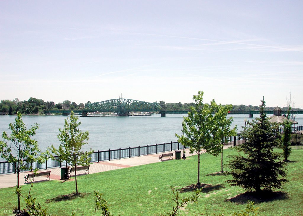 View of Grosse Ile free bridge from Elizabeth Park, Trenton, Mi