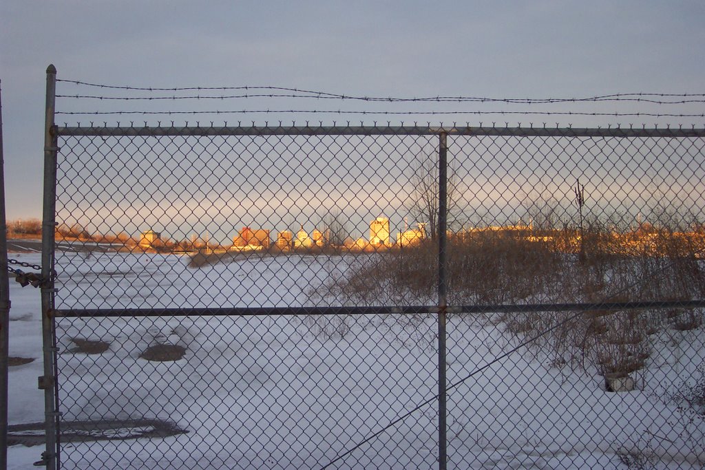 View of downtown Flint at sunset