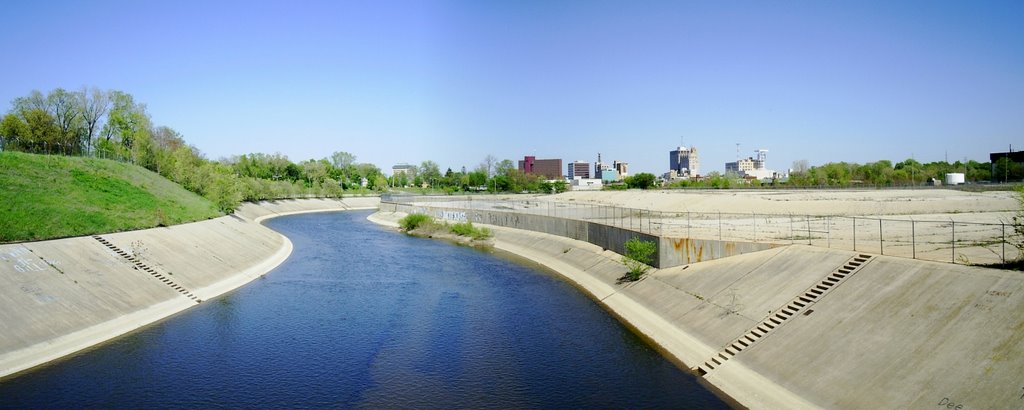 The Flint River and Downtown Flint Skyline