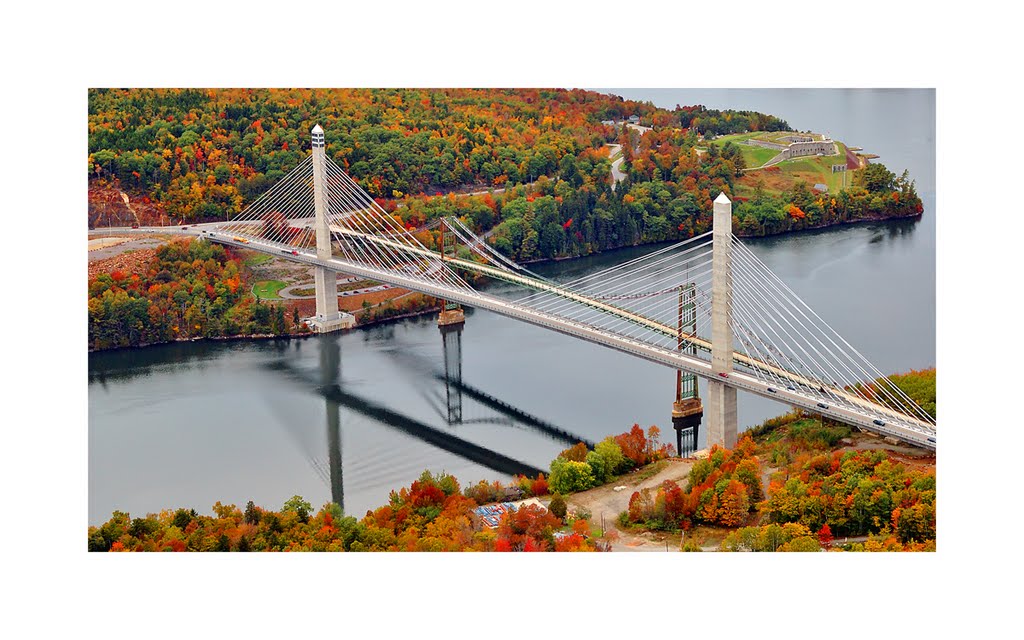 Aerial View #1 - Penobscot Narrows Bridge & Fort Knox