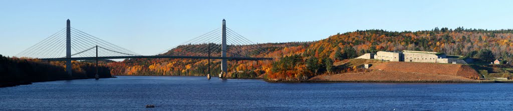 Penobscot Narrows Bridges and Fort Knox from Bucksport, Maine