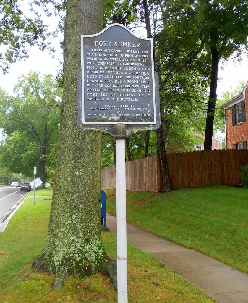 Fort Sumner historical marker, intersection of Sangamore Road and Westpath Way, Bethesda, MD