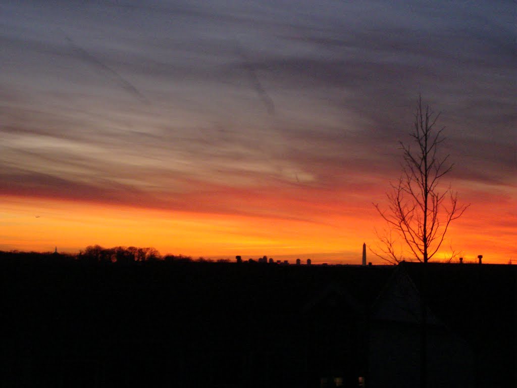 Washington Monument in the Distance at Sunset