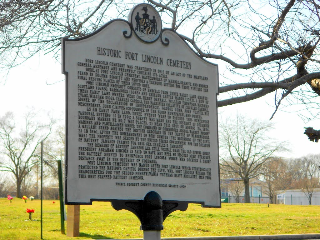 Historic Fort Lincoln Cemetery historical marker, Bladensburg Rd NE, Washington DC