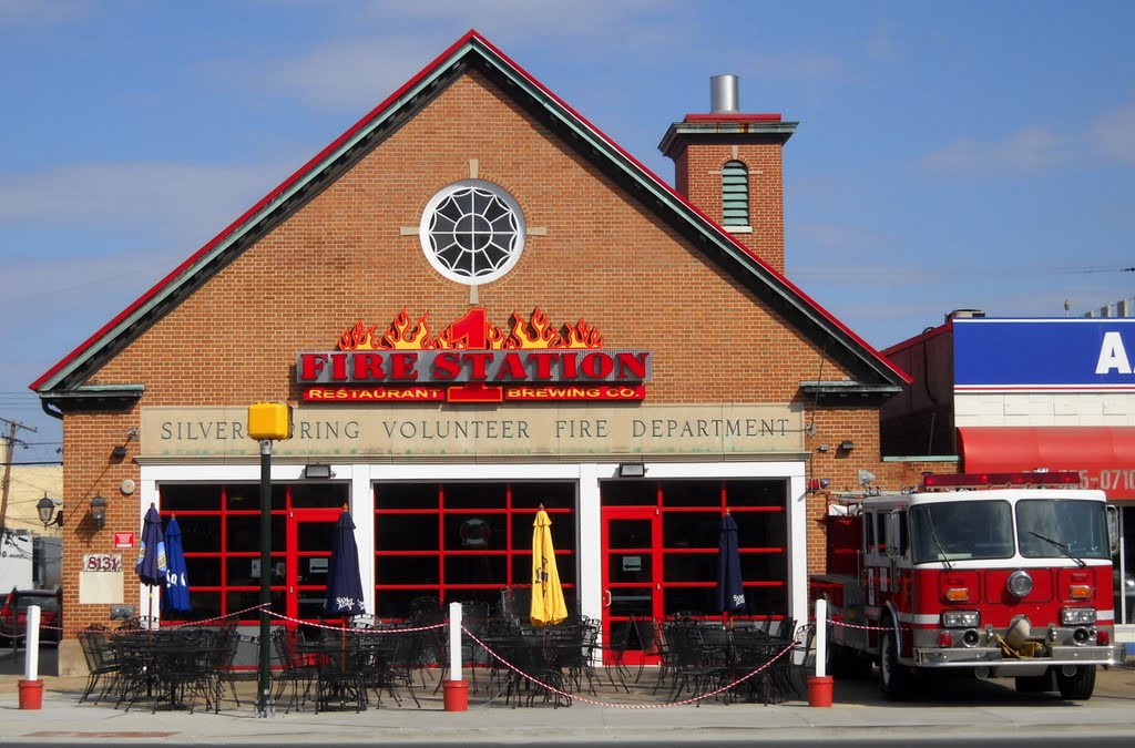 former Silver Spring Armory, former Silver Spring Fire Station, now Fire Station 1 Restaurant and Brewing Co.‎, 8131 Georgia Ave Silver Spring, Maryland 20910, built 1914,  style: Colonial Revival