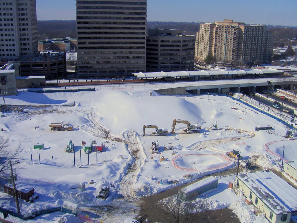 Silver Spring Transit Center construction site in the snow