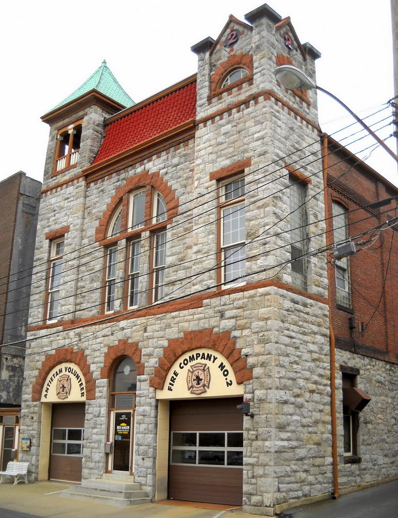 Antietam Fire Station, Fire Company No. 2, Hagerstown Historic District, Jonathan St, Hagerstown MD, built 1895