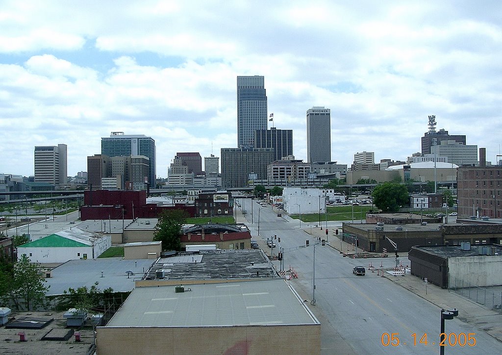 View of Downtown Omaha from the TipTop Apartments at 16th and Cuming.