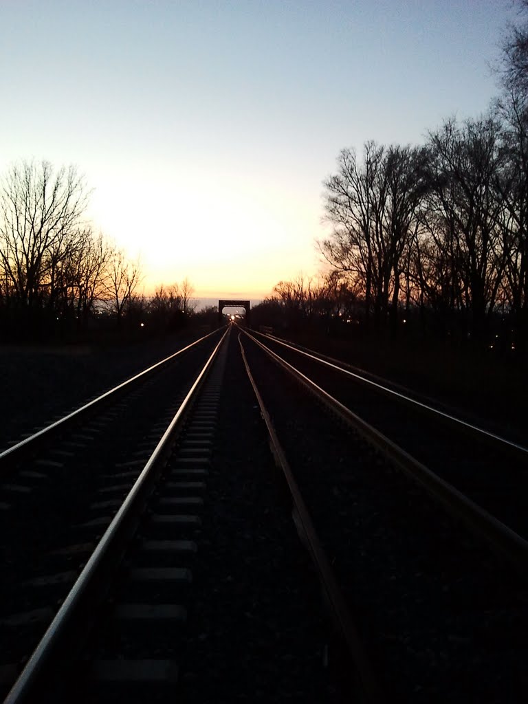 Union Pacific Main line; "Lane Cutoff" looking West @ sunset