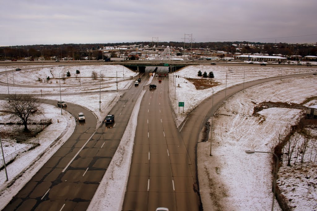 84th Street looking North toward I-80, from a UPRR Steam train, travelling across the massive railway viaduct... Nov. 12, 2010