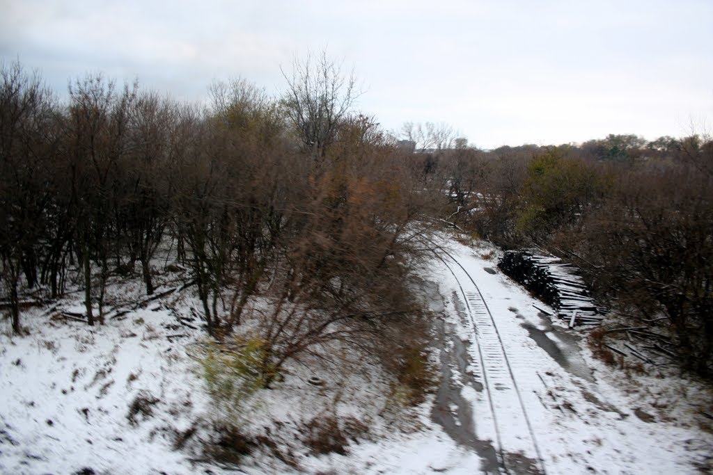 All That is left of Missouri Pacific RRs "Omaha Belt Line" peaks through the snow cover