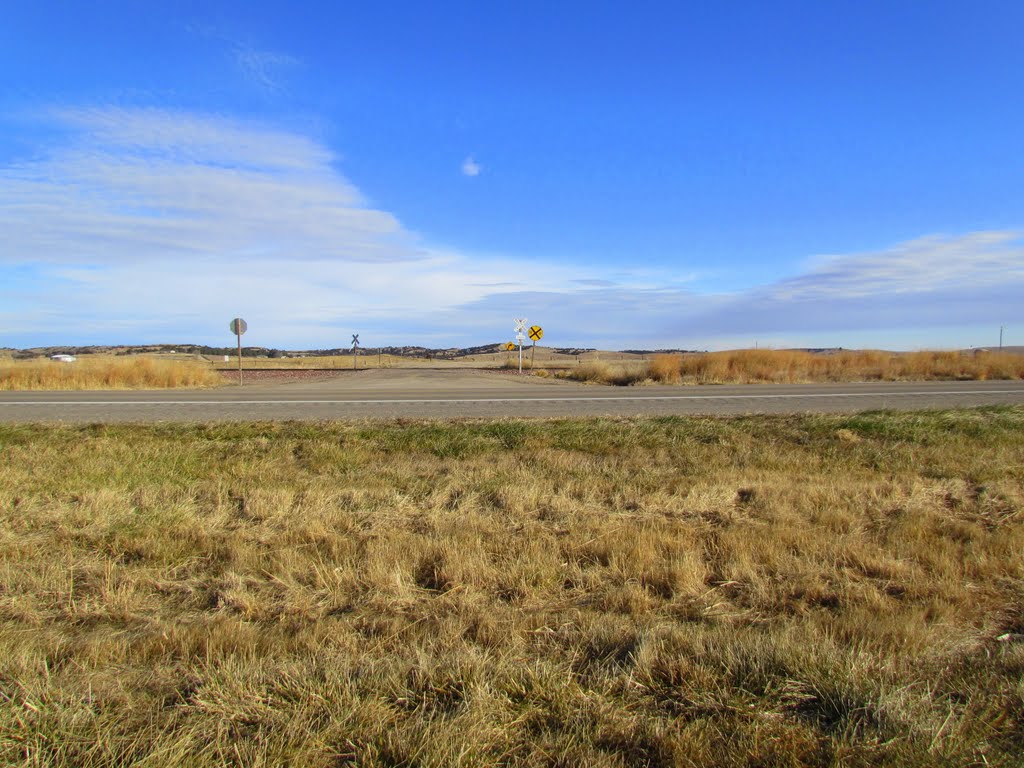 At Nebraska State Hwys. 2 / 92 at its intersection with Rd. 801, by the Nebraska State Grange historical marker, looking north-north-easterly. Broken Bow, Nebraska