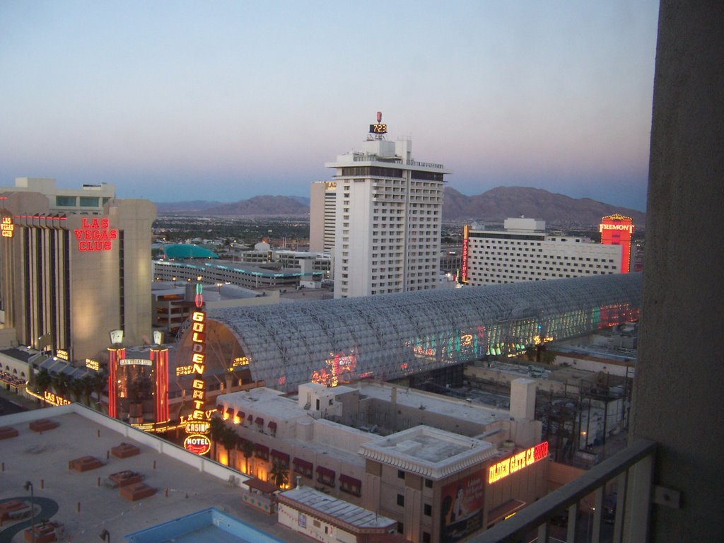 Fremont Street taken from the 17th floor of the Plaza Hotel