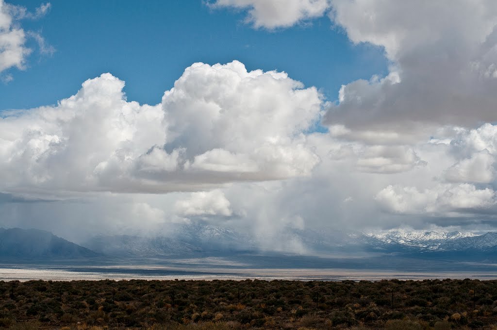April snow flurries over Railroad Valley