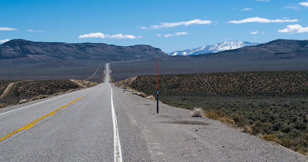 U.S. Highway 50 toward Mt. Airy Mesa (left) and the distant Toiyabe Range