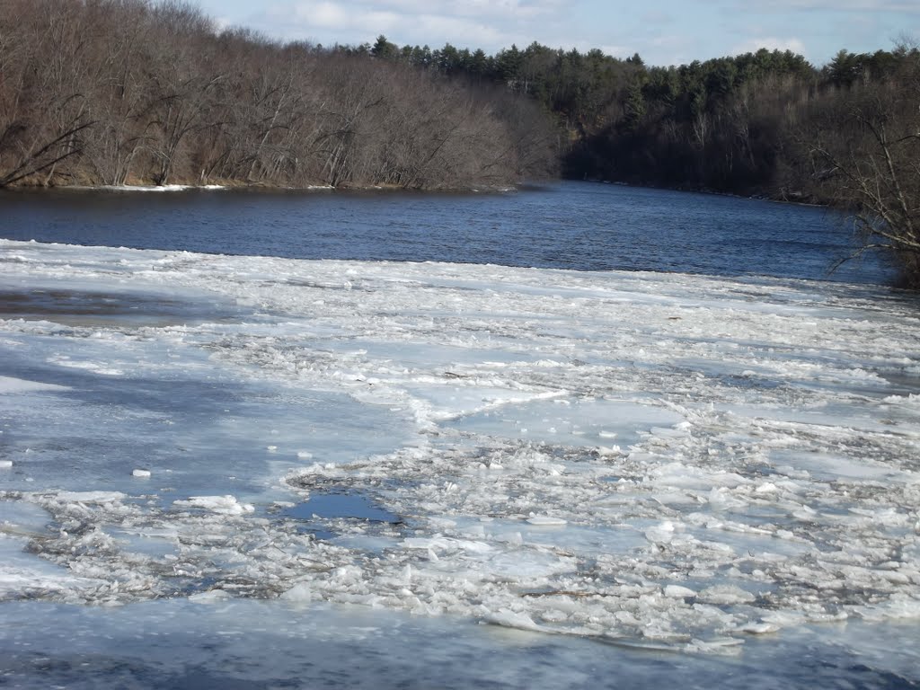 This should have a good cover of thick ice this time of year. The little bit of ice in this picture was washed down in the warmth yestarday.