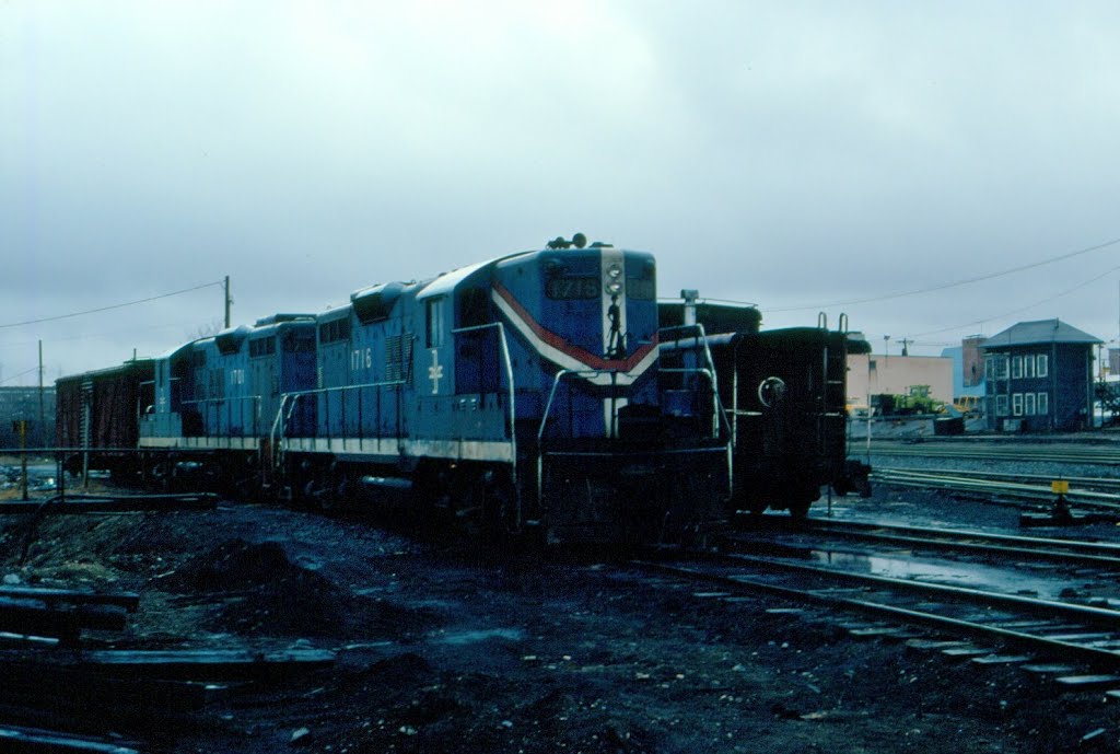 Boston and Maine Railroad EMD GP9s No. 1716 and No. 1701 at Manchester, NH