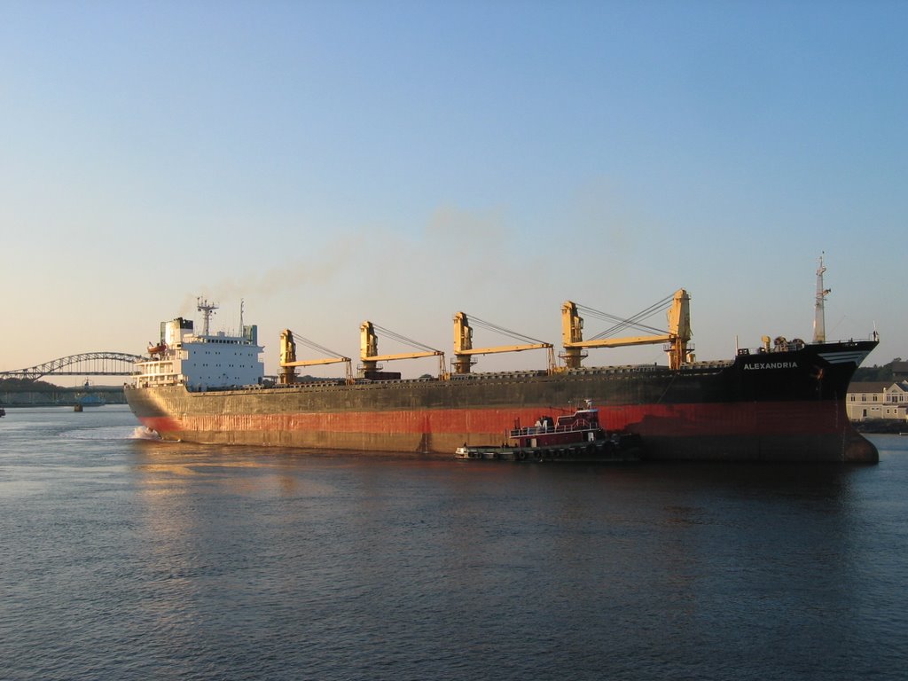 Freighter leaving port