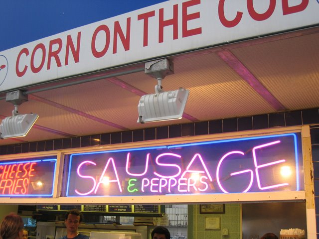Atlantic City corn, cheesefries and sausage