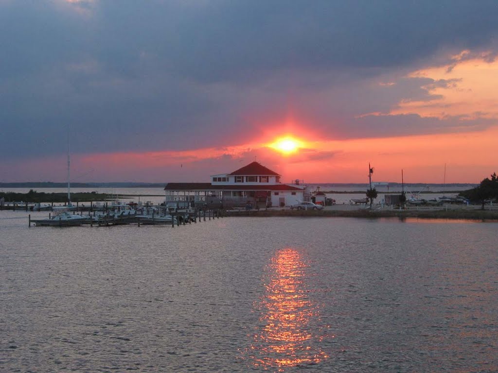 Sunset over Lavallette Yacht Club and Barnegat Bay
