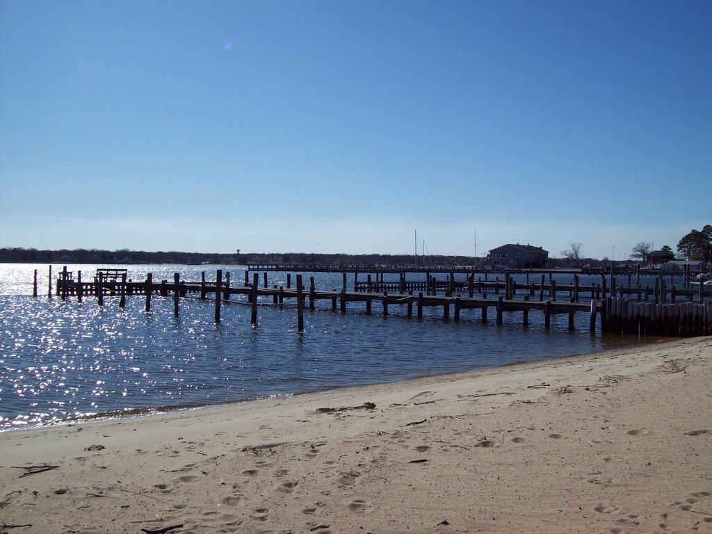 View of docks from beach