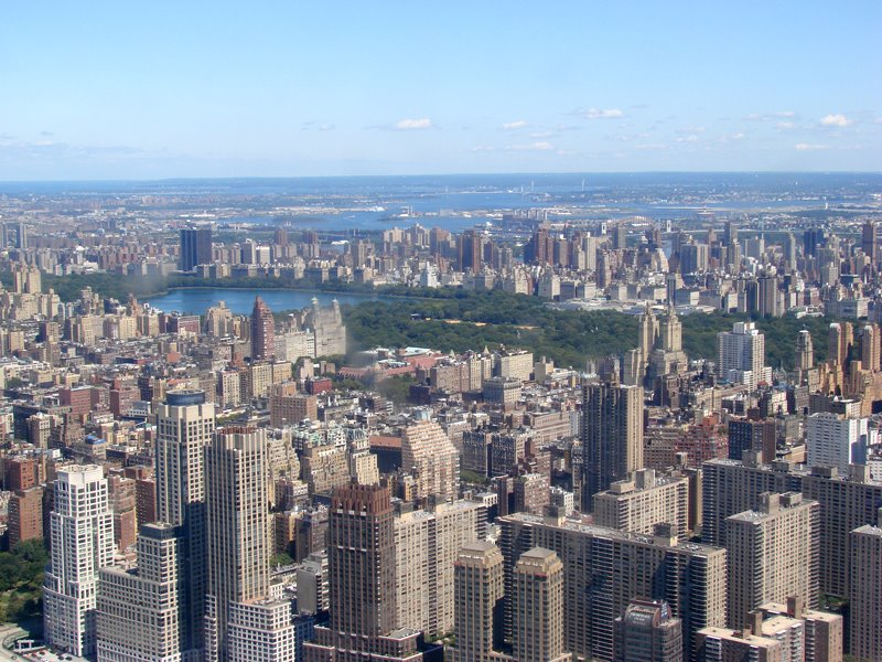 New York a view of Manhattan and Central Park by air