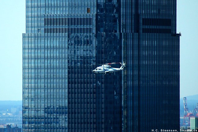 Police helicopter in the city