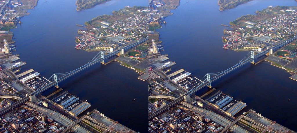 DSC05571 Crosseyed-3D Benjamin Franklin Bridge  24/4/07 - NE view
