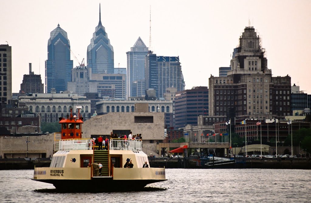 1991, Camden, NJ. View across Delaware River towards Philadelphia.