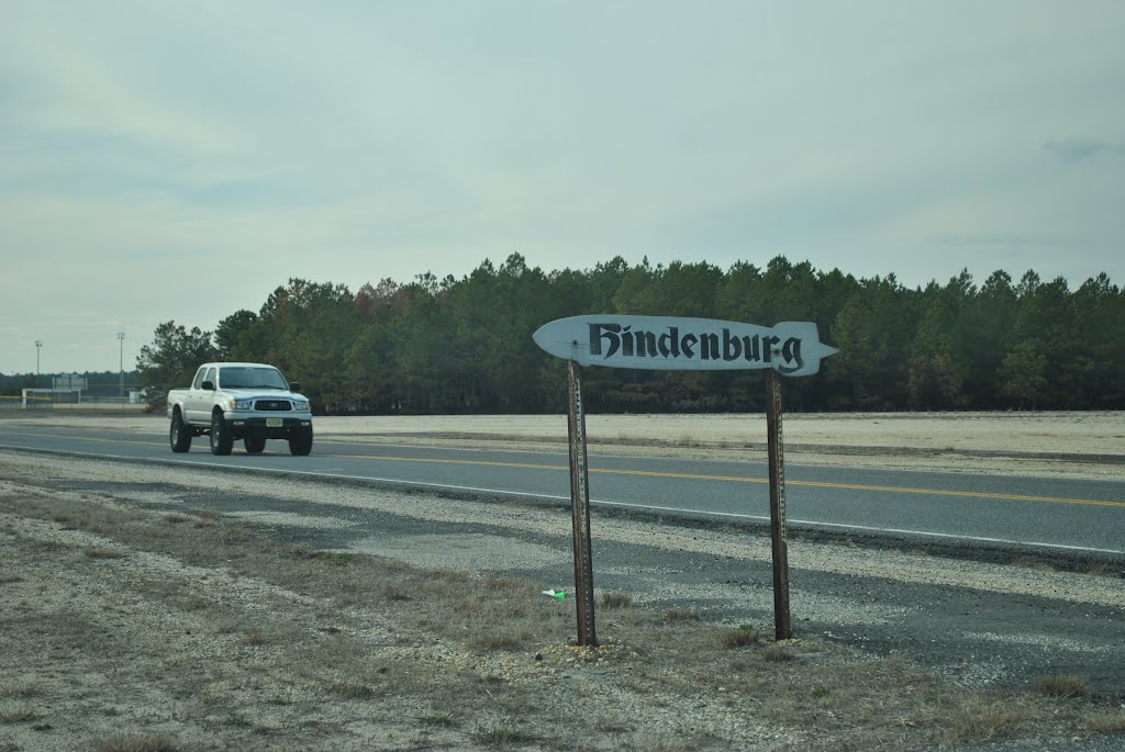 Hindenburg crash sign at Lakehurst Naval Air Station, New Jersey