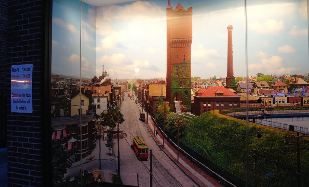 The WEEHAWKEN,water tower rises above the sweep of PARK Avenue,and the trolley line:  Weehawken, el agua sube por encima de  la torre  de la barrida de Park Avenue, y la línea de tranvía: Weehawken, NJ - 1920 Weehawken, NJ - 1920